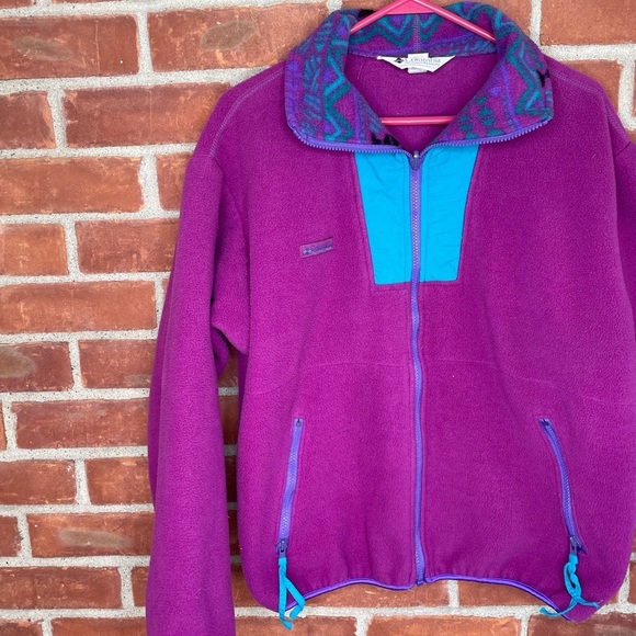 Vintage Jackets & Blazers - Vintage 90's Columbia purple fleece zip up jacket